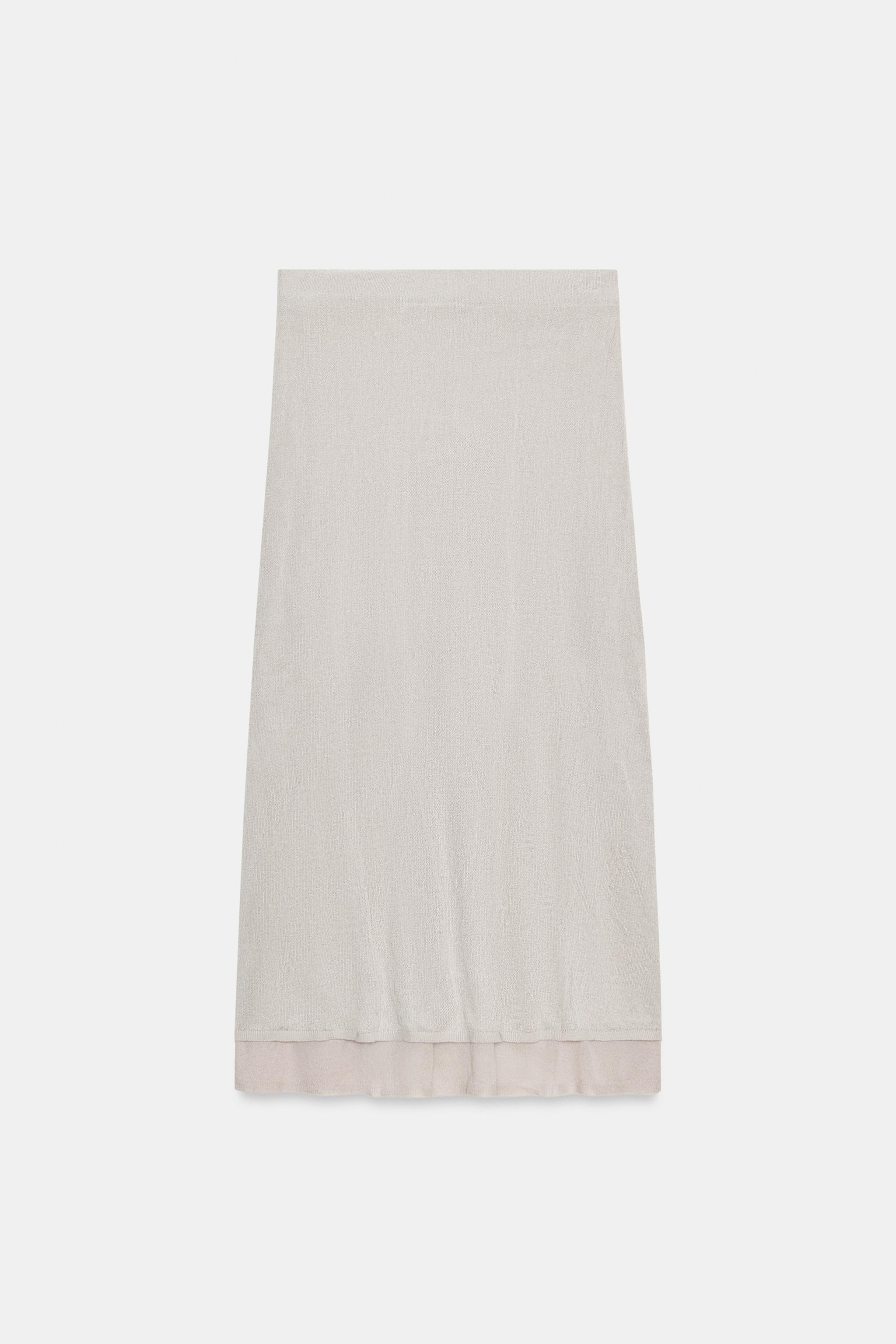 WRINKLED EFFECT KNIT MIDI SKIRT